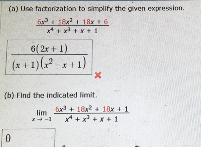 Solved Use Factorization To Simplify The Given Expression Chegg Com