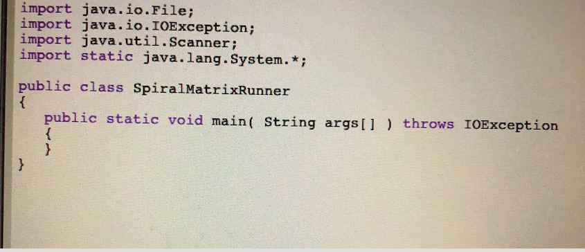 import java.io.File; import java.io. IOException; import java.util.Scanner; import static java.lang. System.*; public class S