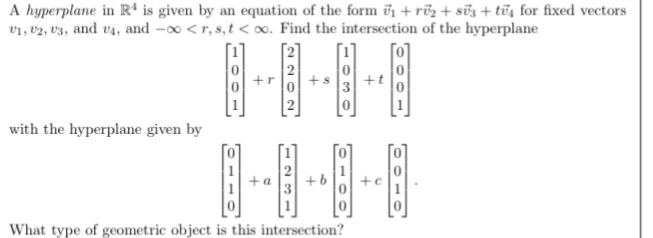 A Hyperplane In R Is Given By An Equation Of The F Chegg Com