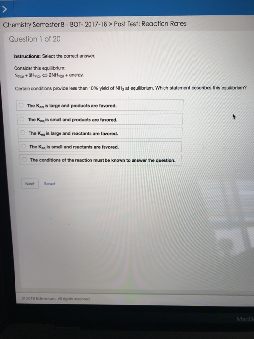 Solved Chemistry Semester B Bot 2017 18 Post Test Chegg Com