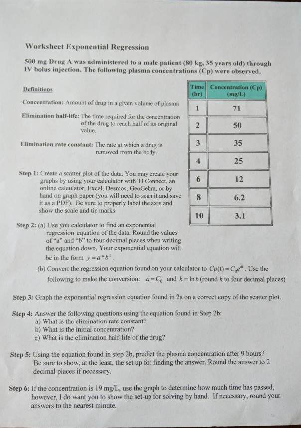 Exponential regression practice worksheet answer key picture