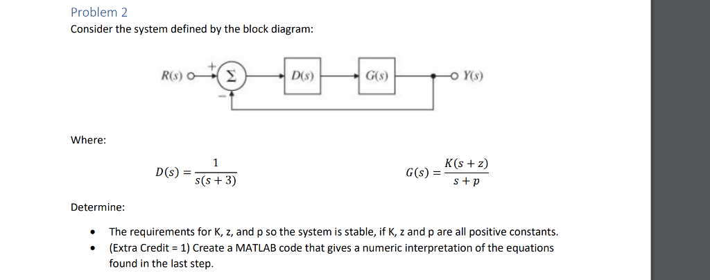 Solved Problem 2 Consider The System Defined By The Block Chegg Com