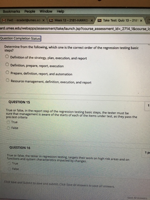 Solved Bookmarks People Window Help Take Test Quiz 13 21 Chegg Com