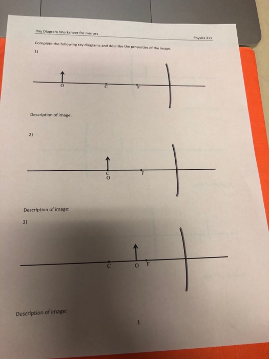 Solved Ray Diagram Worksheet for mirrors Complete the | Chegg.com