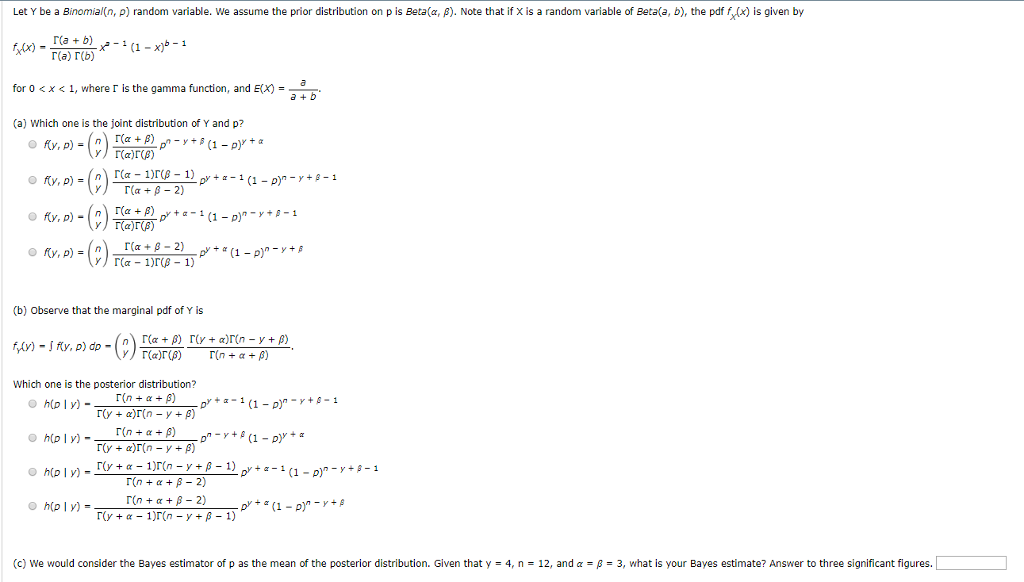 Solved Let Y Be A Binomial N P Random Variable We Assu Chegg Com