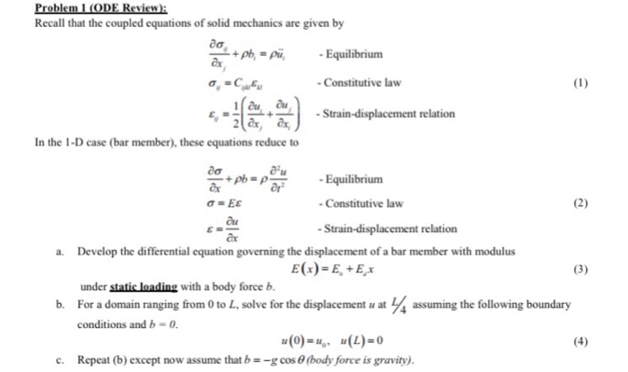 Recall That The Coupled Equations Of Solid Mechani Chegg Com