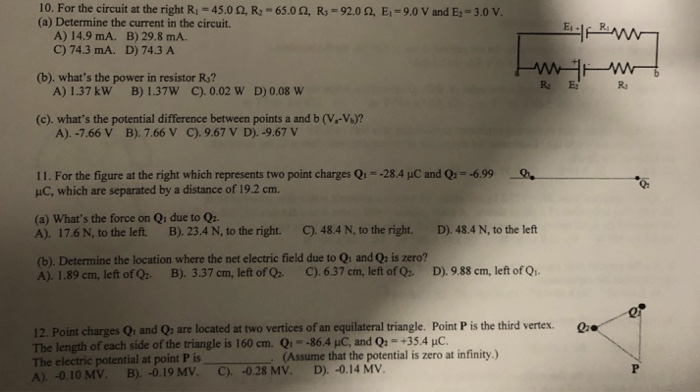 Solved 10 For The Circuit At The Right Ri 45 0 W R2 65 Chegg Com