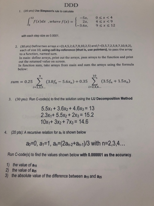 Solved 1 20 Pts Use Simpsons Rule To Calculate 12 Fa