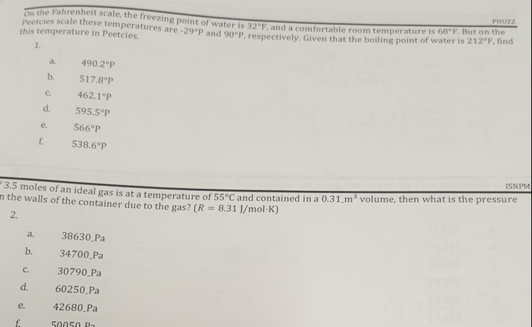 Solved Phuzz And A Comfortable Room Temperature Is 68 F
