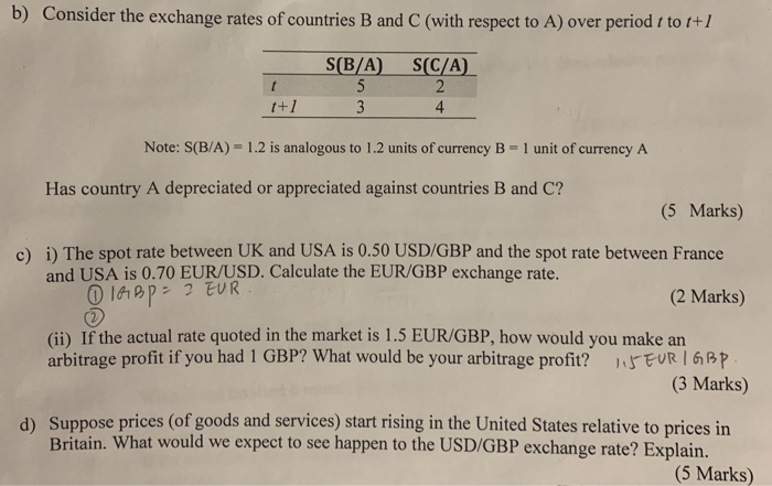 Solved B Consider The Exchange Rates Of Countries B And - 