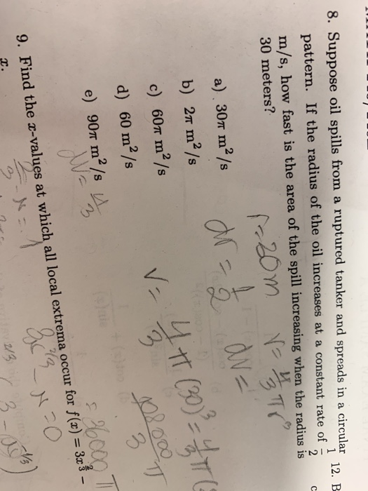 8 Suppose Oil Spills From A Ruptured Tanker And Chegg 8 Suppose Oil Spills From A Ruptured Tanker And Chegg