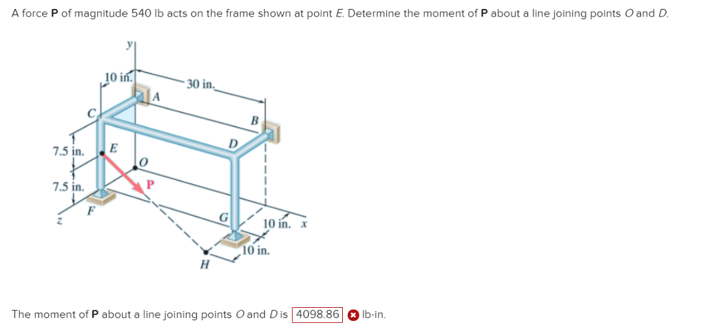 Solved A Force P Of Magnitude 540 Lb Acts On The Frame Shown Chegg Com