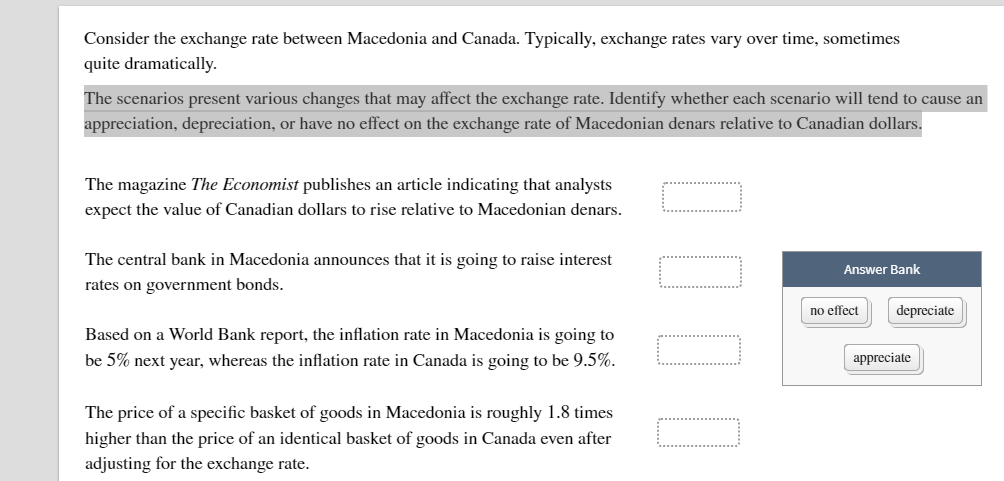 Solved Consider The Exchange Rate Between Macedonia And C Consider The Exchange Rate Between Macedonia And Canada Typically Rates Vary Over Time