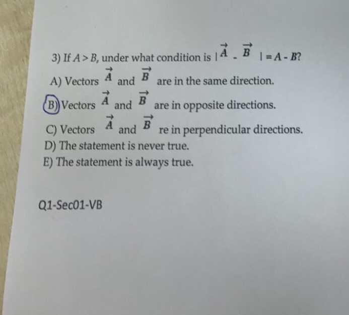 Solved If A B Under What Condition Is A Vector B V Chegg Com