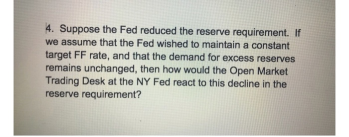 Solved 4 Suppose The Fed Reduced The Reserve Requirement