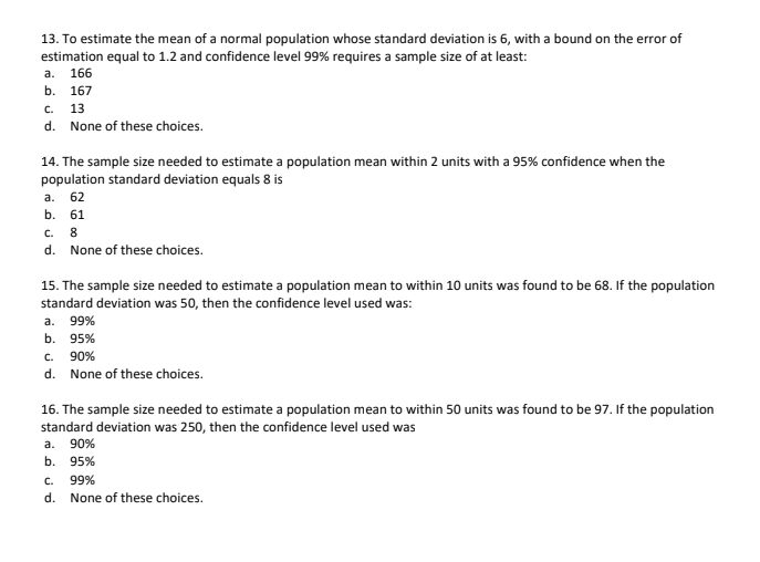 Unbiased estimators of population parameters