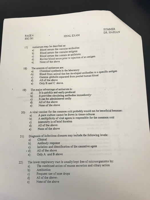 Solved BIO 251 FINAL EXAM 1) Mechnsms By Which Aniioies K&hellip;