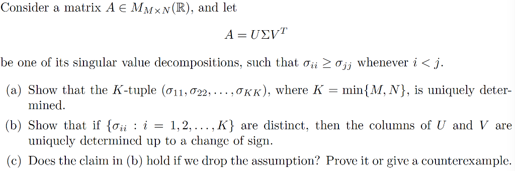 Solved Consider A Matrix Ae Mmxn R And Let Be One Of It Chegg Com