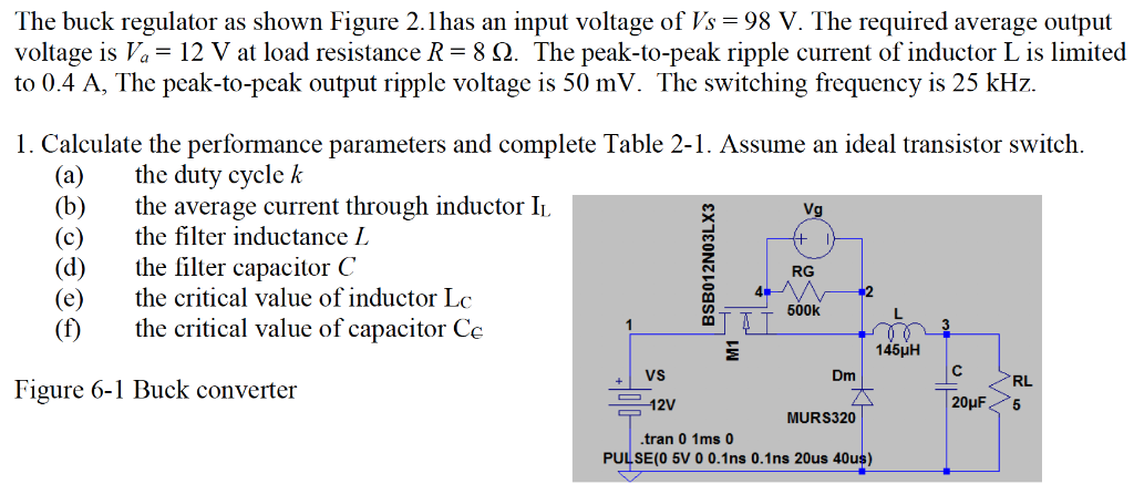 Solved The Buck Regulator As Shown Figure 2 1 Has An Inpu Chegg Com