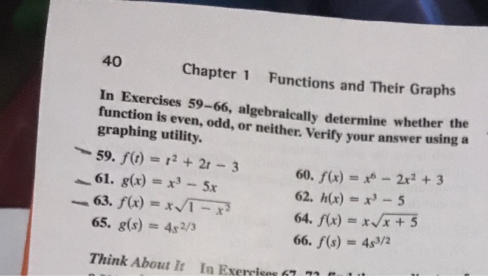 40 Chapter 1 Functions And Their Graphs In Exercises Chegg 