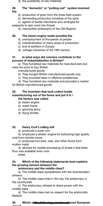 D The Availability Of Raw Materials 29 The Dome Chegg Com