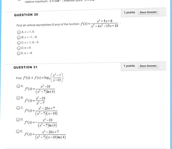 Solved Find All Vertical Asymptotes If Any Of The Funct Chegg Com