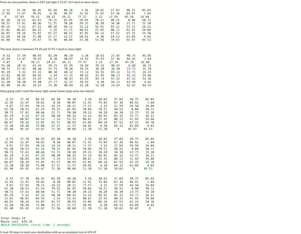 From my new position, down is 487 and right is 13.47. So I need to move down. 37.39 86.45 82.2 46.10 13.47 3.26 10.6227.03 48