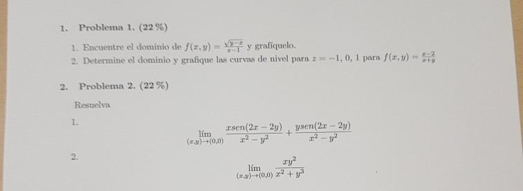 1 Problema 1 22 1 Encuentre El Dominio De