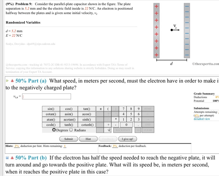 Solved 9 Problem 9 Consider The Parallel Plate Capaci Chegg Com