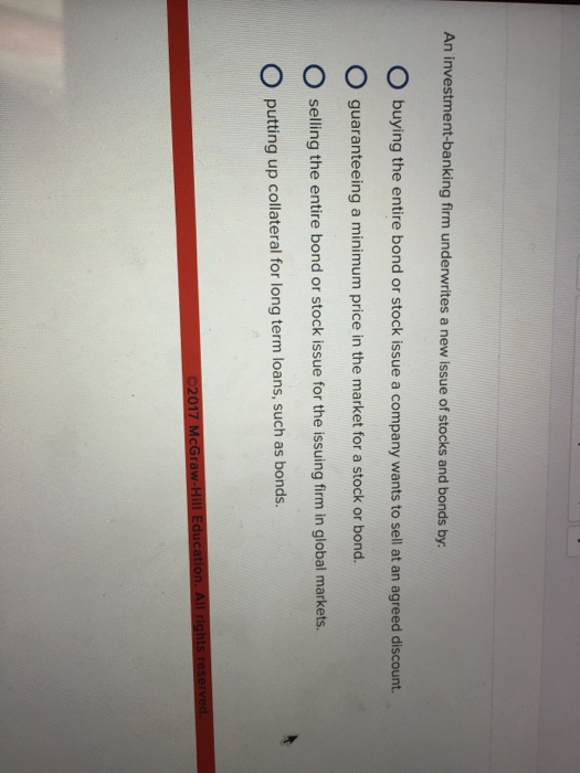 Solved An Investment Banking Firm Underwrites A New Issue