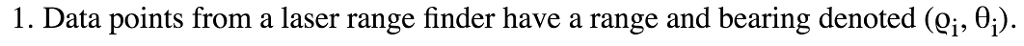 I. Data points from a laser range finder have a range and bearing denoted (Qi-aj