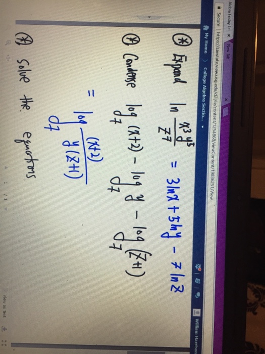 Solved Expand Ln X 3 Y 5 Z 7 3 Ln X 5 Ln Y 7 Ln Z Chegg Com