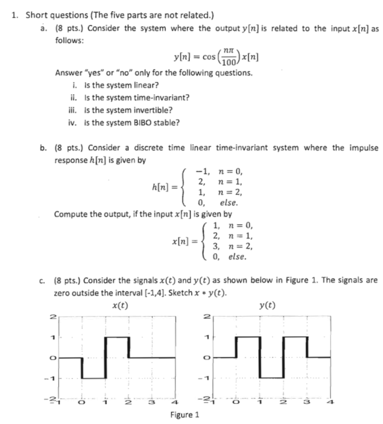 Solved 1 Short Questions The Five Parts Are Not Related Chegg Com