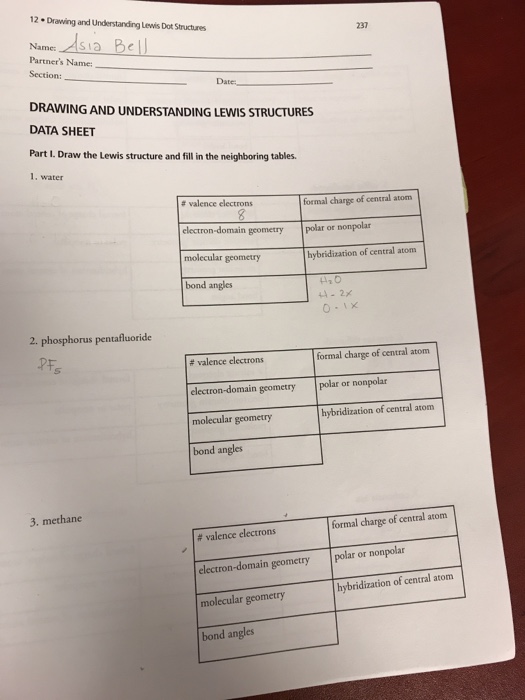 Solved 12 Drawing And Understanding Lewis Dot Structures
