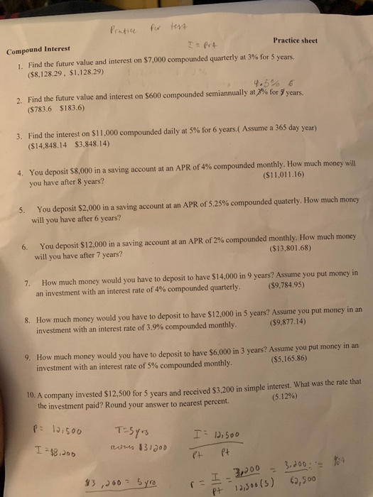 Solved Practice Sheet Compound Interest Find The Future Chegg Com