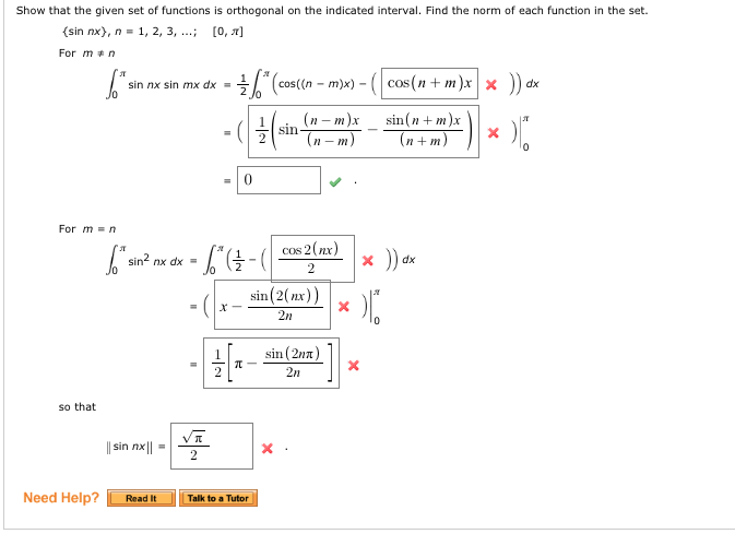 Solved Show that the given set of functions is orthogonal on | Chegg.com