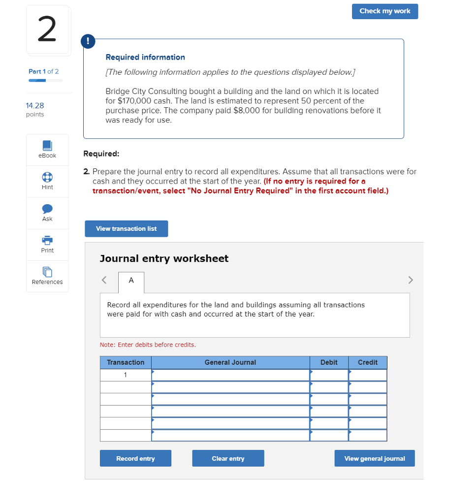 Solved Prepare the journal entry to record all expenditures 