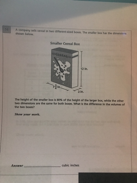 Solved 56 A Company Sells Cereal In Two Differentsized B