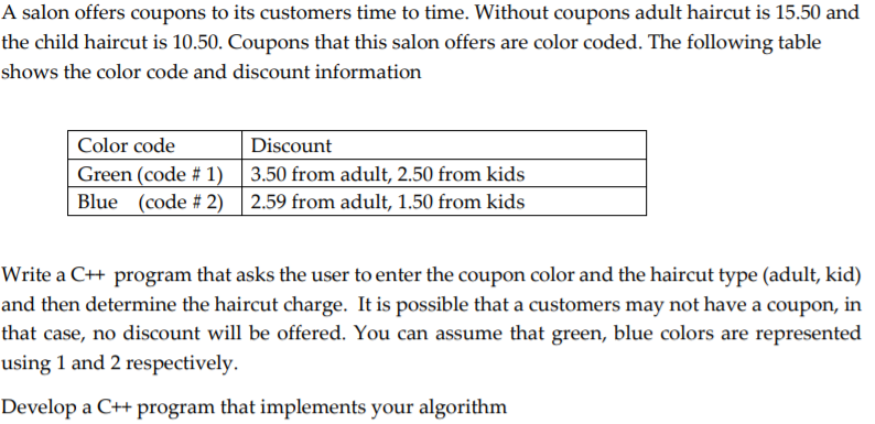 Solved A Salon Offers Coupons To Its Customers Time To Ti