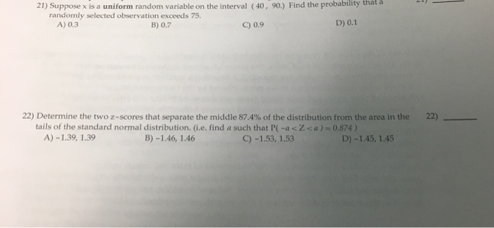 Solved 21 Suppose X Is A Uniform Random Variable On The Chegg Com