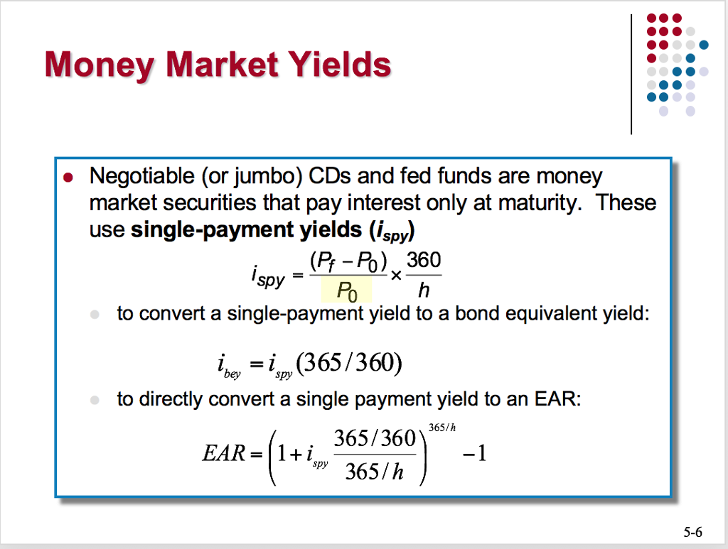 Solved [Q1] Calculation Money Market Yields [For the | Chegg.com