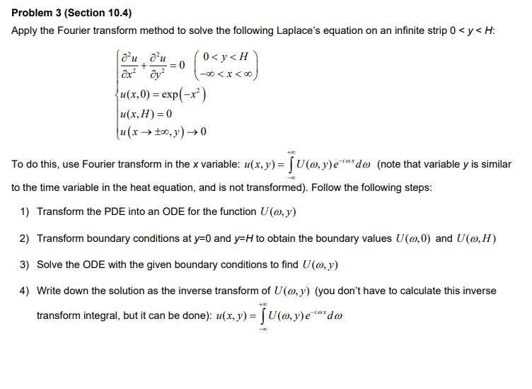 Problem 3 Section 10 4 Apply The Fourier Transfo Chegg Com