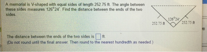 Solved A Memorial Is V Shaped With Equal Sides Of Length Chegg Com