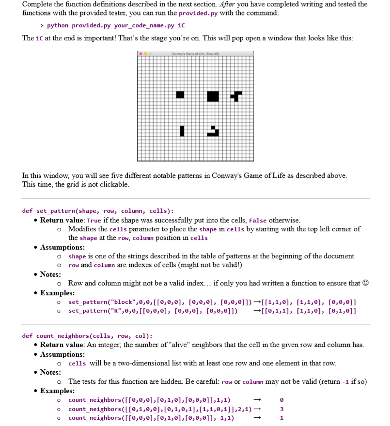 Complete the function definitions described in the next section. After you have completed writing and tested the functions wi