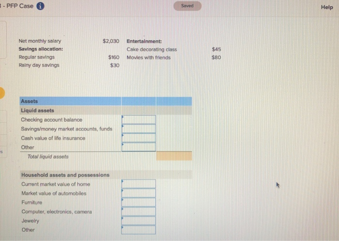 personal balance sheet for college student