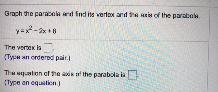 Solved Graph The Parabola And Find Its Vertex And The Axis Chegg Com