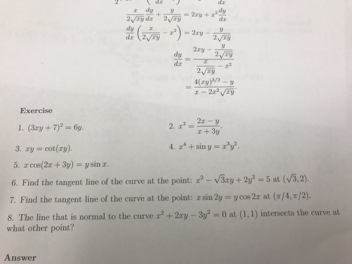 Solved 1 3xy 7 2 6y 2 X 3 2x Y X 3y 3 Xy Chegg Com