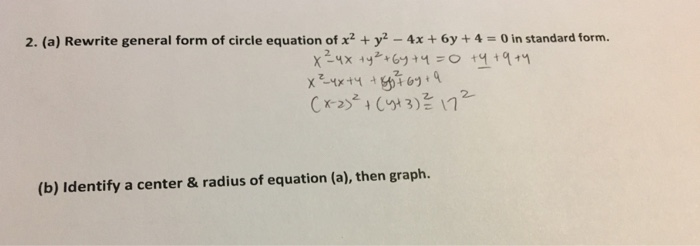 Solved 2 A Rewrite General Form Of Circle Equation Of X2 Chegg Com