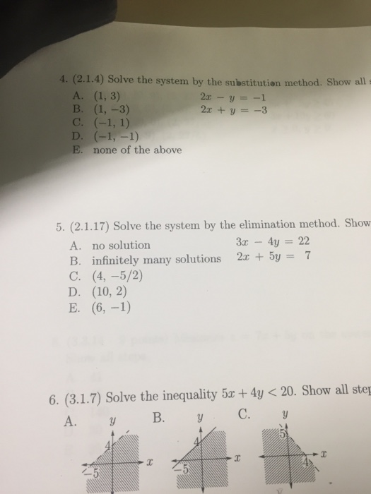 Solved 4 2 1 4 Solve The System By The Substitution Chegg Com