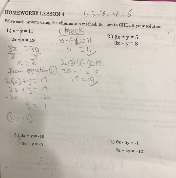 Homework Lesson 4 Solve Each System Using The Chegg Com